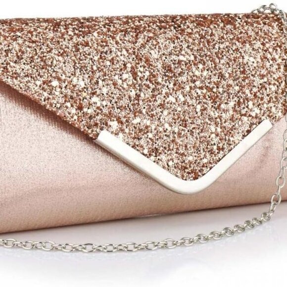 Clutch Purse Evening Bag for Women Prom Glitter Sparkling Envelope Mini - Picture 1 of 6
